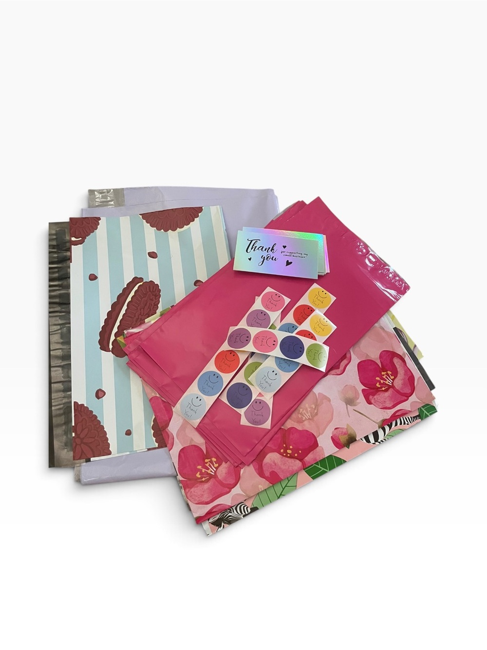 Assorted Polymailer, Sticker and Thank Card Bundle